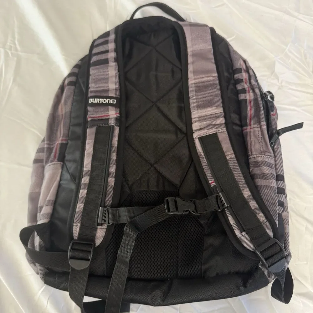 VintageBurton Metalhead Grey Brown Plaid 26L Backpack Adjustable Insulated Side